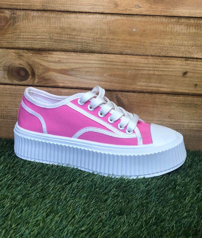 Pink Wedge Trainers - Limelight Boutique, Weymouth