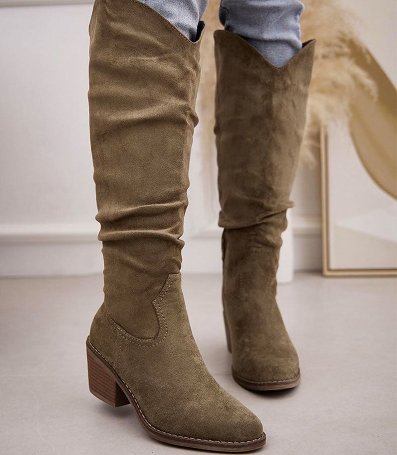 Khaki knee deals high boots