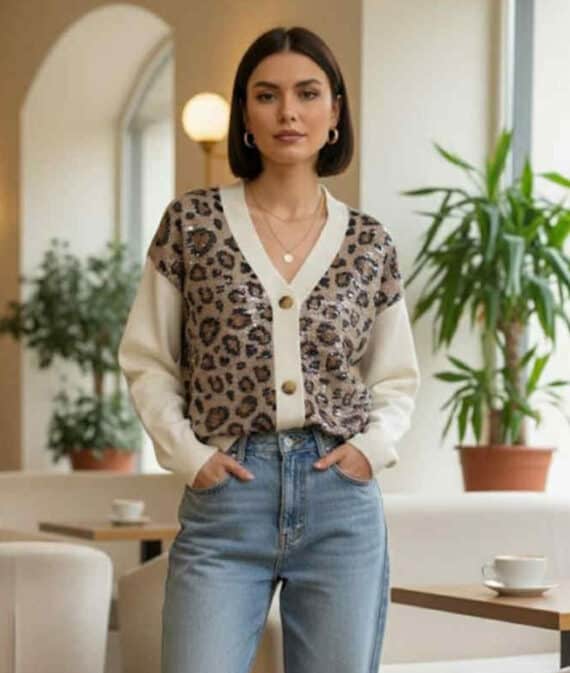 Embellished Leopard Cardigan