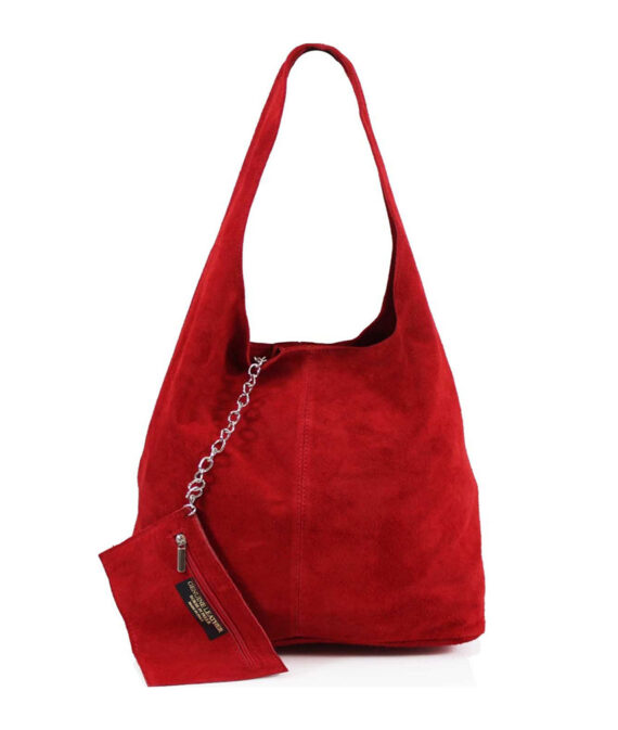 Red Suede Shoulder Bag