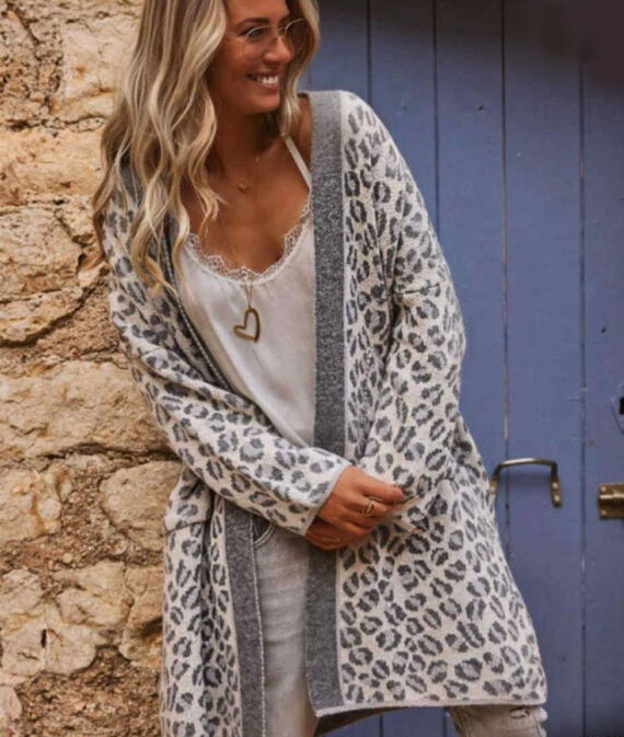 Grey Leopard Cardigan