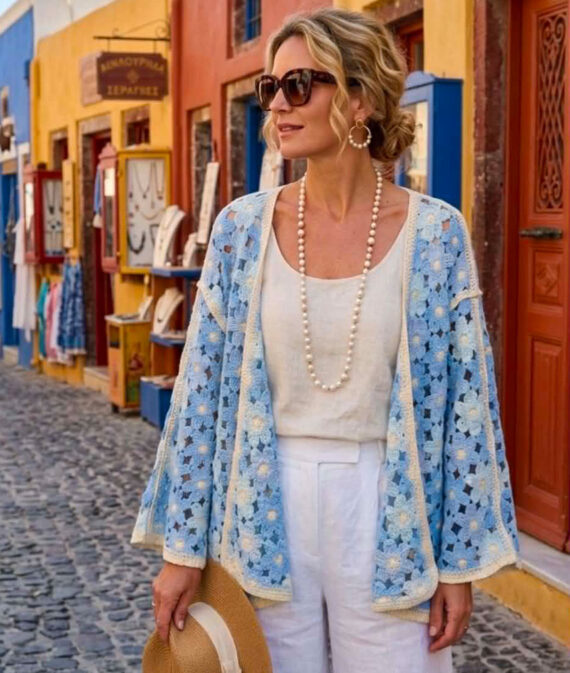Blue Crochet Cardigan