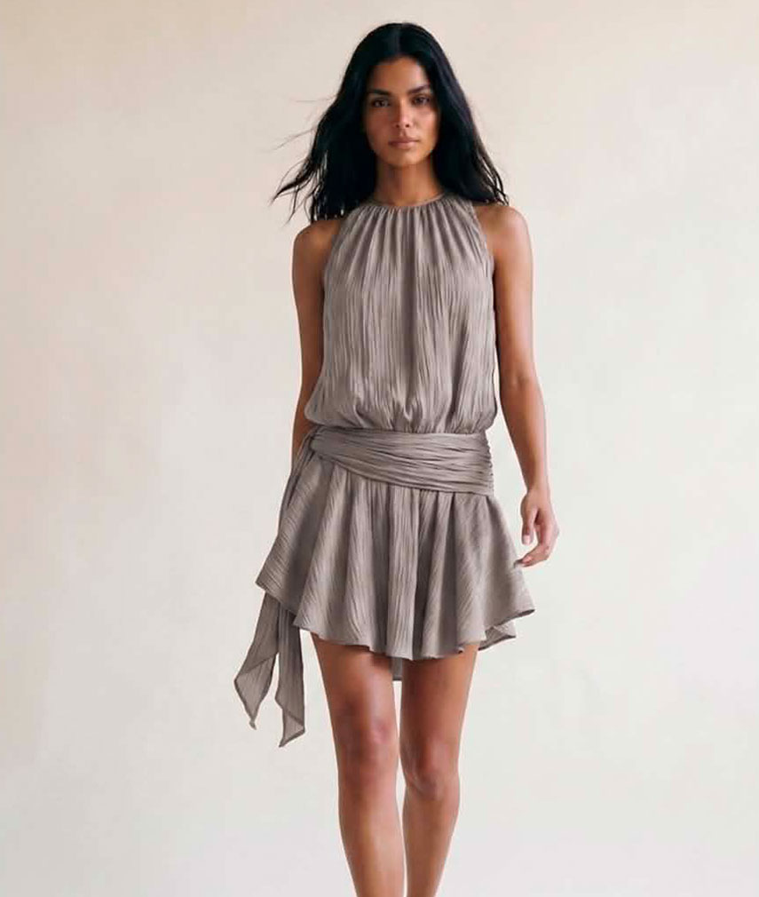 2 - Copy Tie Detail Mini Dress - Image 1