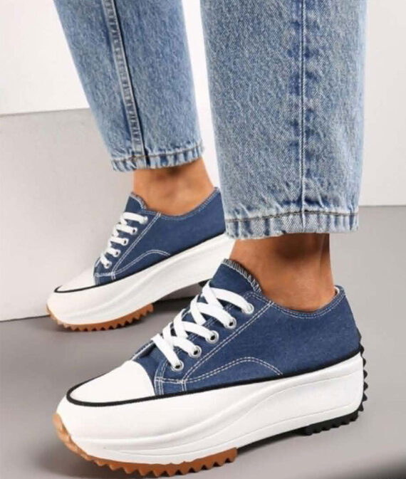 Navy Wedge Trainers