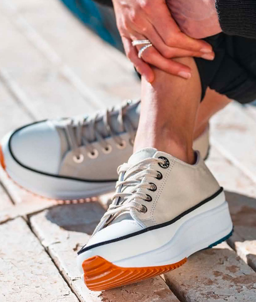 5 Beige Wedge Trainers - Image 1