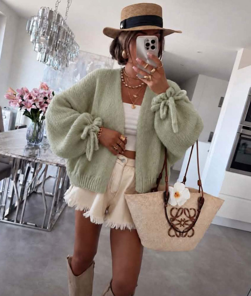1 Bow Sleeve Cardigan - Image 1
